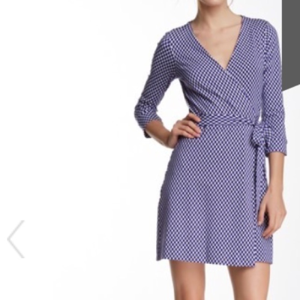 Diane Von Furstenberg Purple and White Wrap Dress